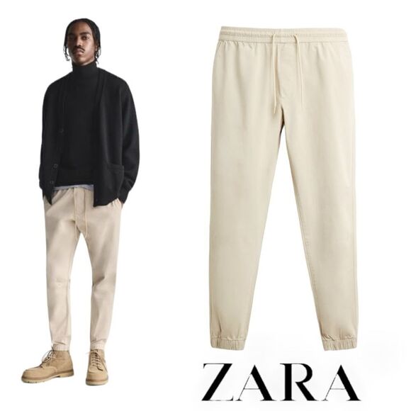 ZARA | Light Tan | SLIM FIT JOGGER PANTS - Picture 1 of 9